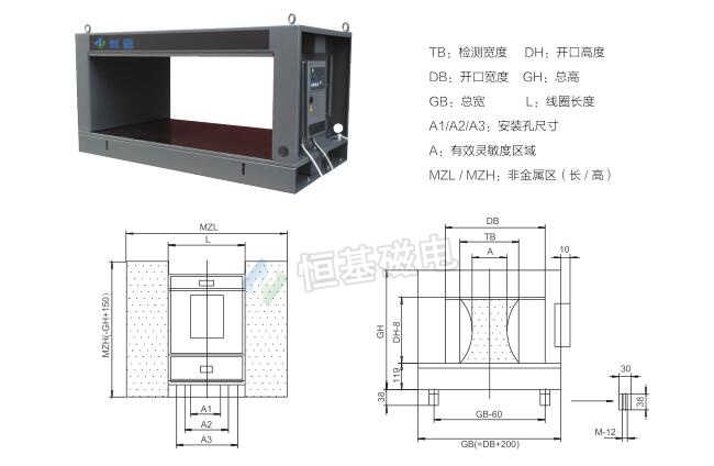 DLS型窗口式金属探测仪示意图