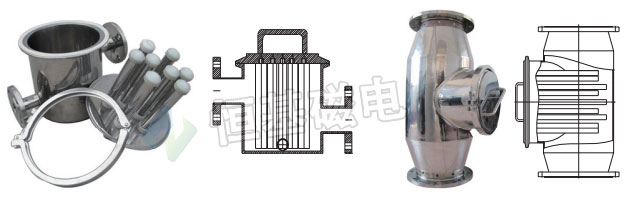 CYG型湿法管道式磁性过滤器示意图